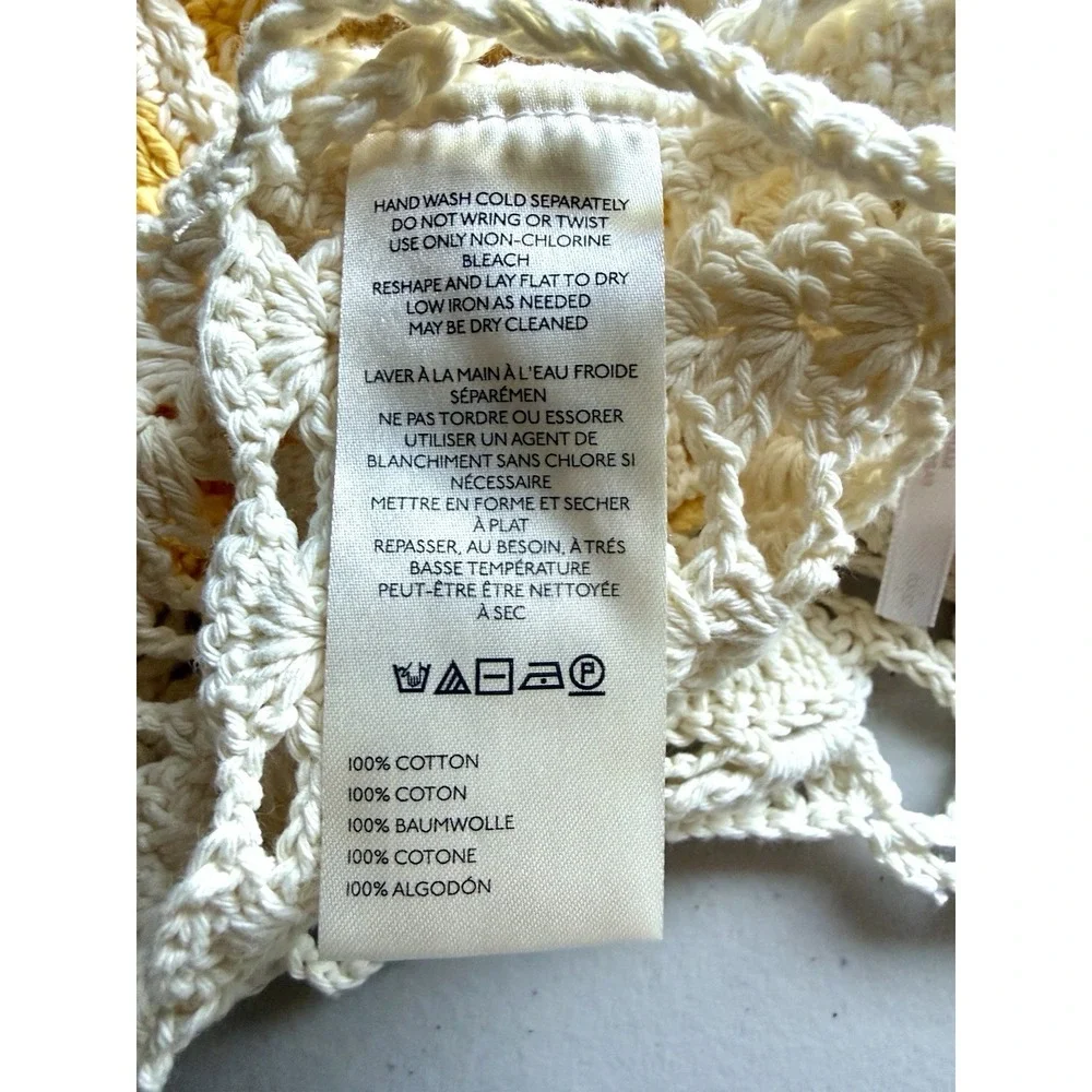 Free People Intimately Sweet On You Crochet Bra Top Ivory Yellow Lace Up S NWT